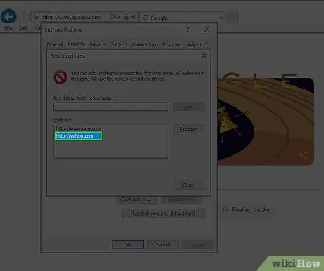 Eliminați un site web din lista de site-uri restricționate din Internet Explorer Pasul 6