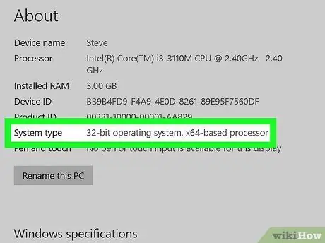 Determine el recuento de bits para una computadora con Windows Paso 5