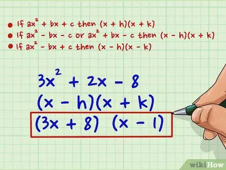 Factorizar polinomios de segundo grado (ecuaciones cuadráticas) Paso 8