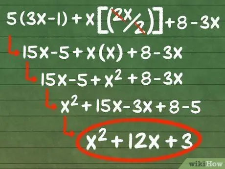 Vereenvoudig algebraïese uitdrukkings Stap 8