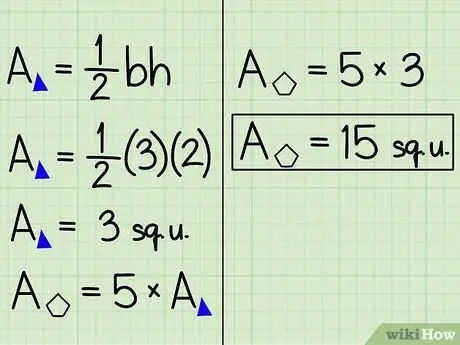 Poiščite območje običajnega Pentagona 4. korak