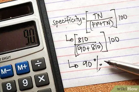 Izračunajte osjetljivost, specifičnost, pozitivnu prediktivnu vrijednost i negativnu prediktivnu vrijednost Korak 7