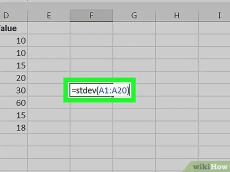 Excel Adım 3'te Ortalamanın Standart Hatasını Hesaplayın