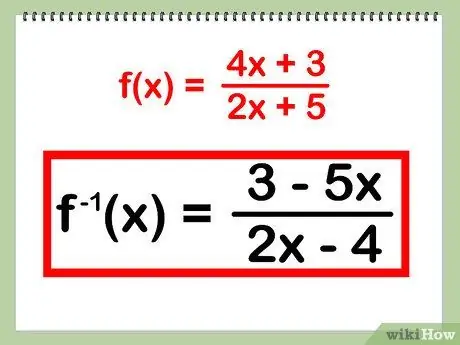 מצא את ההיפך של פונקציה שלב 4