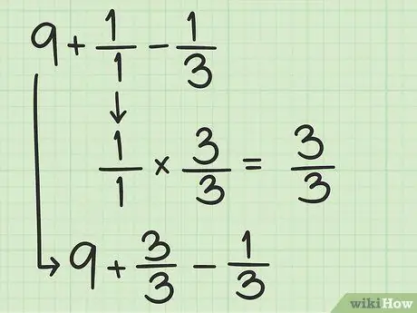 Subtrahera bråk från heltal Steg 9