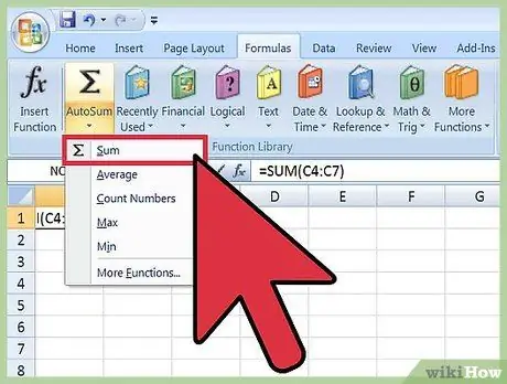 Usa le formule di sommatoria in Microsoft Excel Passaggio 3