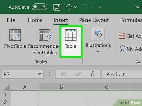 Pievienojiet galvenes rindu programmā Excel 14. darbība