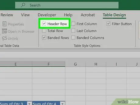 Pievienojiet galvenes rindu programmā Excel 16. darbība