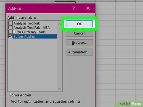 Használja a Megoldót a Microsoft Excel 7. lépésében