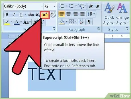 Créer un exposant et un indice dans MS Word Étape 2