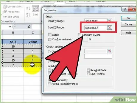 قم بتشغيل الانحدار المتعدد في Excel الخطوة 6