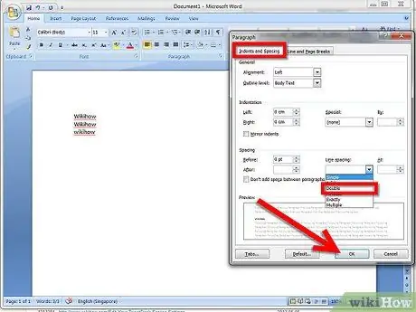 Doble espacio en Word 2007 Paso 3