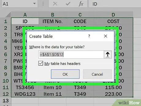 Make Tables Using Microsoft Excel Step 5