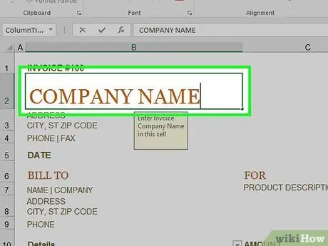 Gumawa ng isang Invoice sa Excel Hakbang 5