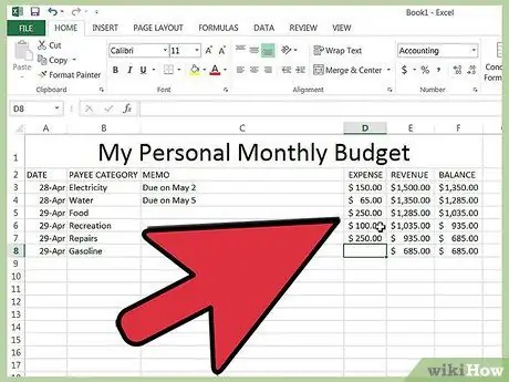 Jejaki Bil anda dalam Microsoft Excel Langkah 12