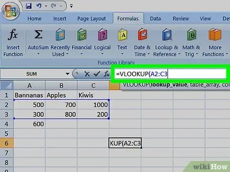 Utiliser Vlookup avec une feuille de calcul Excel Étape 7