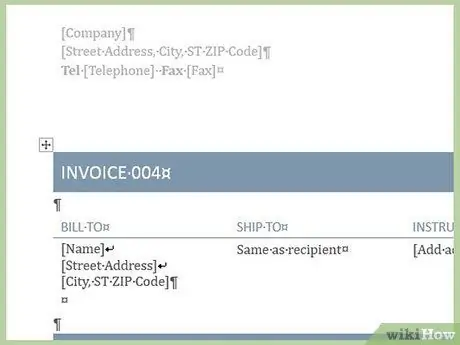 Make Invoices in Word Step 4