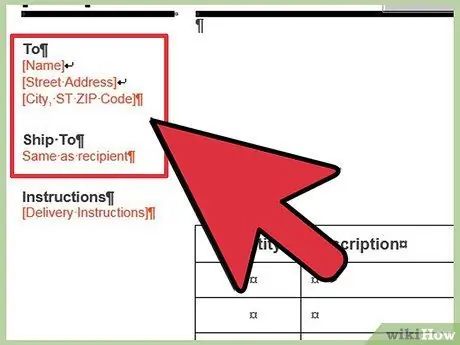 عمل فواتير في Word الخطوة 8