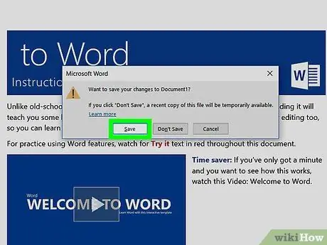 Microsoft Word тілқатысу терезесін жабыңыз 11 -қадам