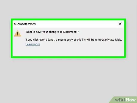 Microsoft Word тілқатысу терезесін жабыңыз 9 -қадам