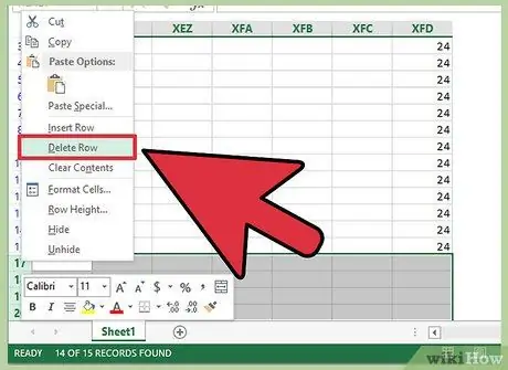 Izdzēsiet tukšās rindas programmā Excel 13. darbība