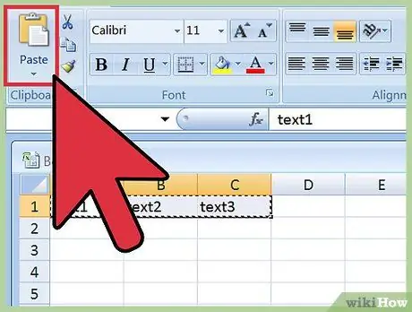 Yapıştır sekmesiyle ayrılmış mətni Excel -ə kopyalayın Adım 3