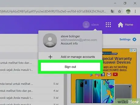 Yahoo Mail -dən çıxın Adım 3