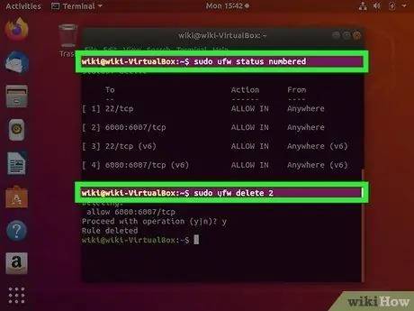 Բացեք նավահանգիստները Linux Server Firewall- ում Քայլ 4