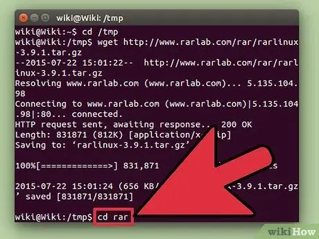 Разархивируйте файлы в Linux, шаг 5