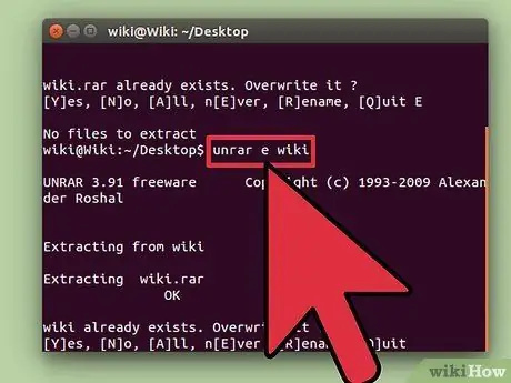 Разархивируйте файлы в Linux, шаг 9