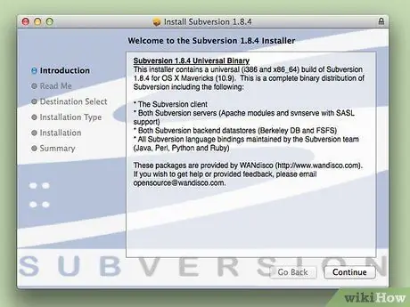 Installige Subversion operatsioonisüsteemi Mac OS X 2. samm