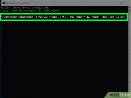 सीएमडी चरण 10. का उपयोग करके दूसरे कंप्यूटर को शट डाउन या पुनरारंभ करें