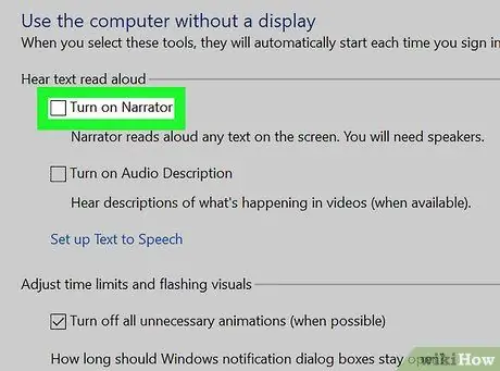 Kapcsolja ki a Microsoft Narrator indítását 7. lépés