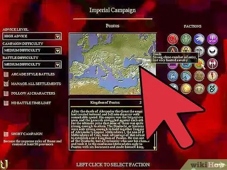 Lås upp fraktioner i Rom Total War Steg 2