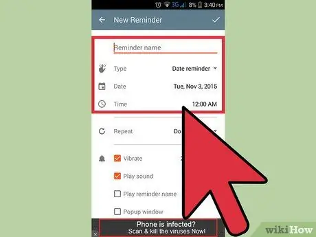 Creați memento-uri pe un pas Android 12