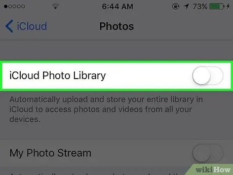 Deaktiver automatiske iCloud -opplastinger av hele fotobiblioteket på en iPhone Trinn 5