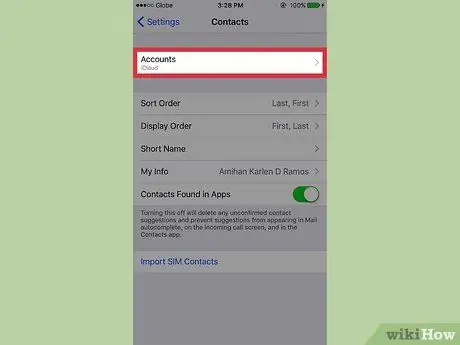 Eliminar contactos de correo electrónico de un iPhone Paso 3