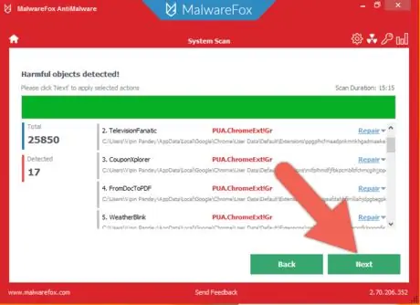 Paso de detección de adware 8