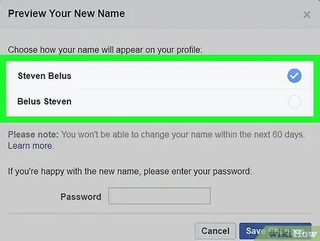 Cambia il tuo nome su Facebook Passaggio 18