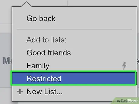 Ajouter quelqu'un à une liste restreinte sur Facebook Étape 10