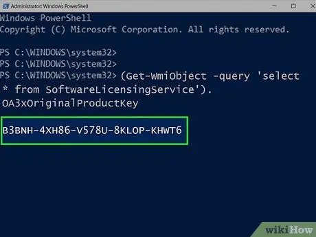 Verifique a chave do produto Windows, etapa 3