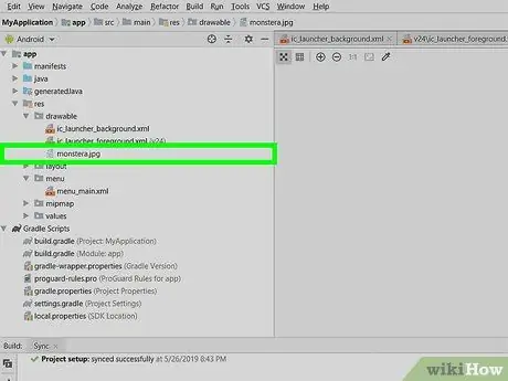 Pridėkite vaizdų „Android Studio“10 veiksme