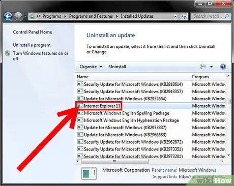 Windows 7 үшін Internet Explorer 11 бағдарламасын жою 4 -қадам