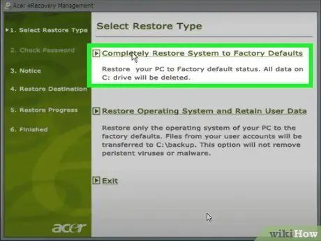 Restaureu l'ordinador a la configuració de fàbrica al Windows 7 Pas 22