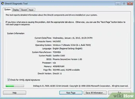 თქვენი DirectX ინფორმაციის ნახვა ნაბიჯი 4