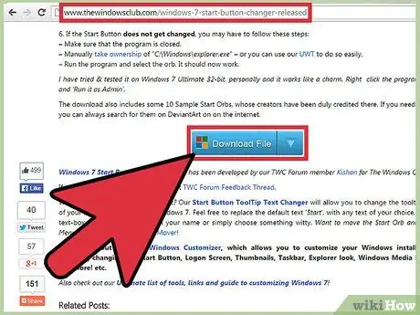 غير Windows 7's Orb (Start Button) الخطوة الثانية